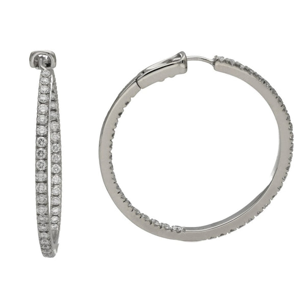Ladies 18ct White Gold Diamond Hoop Earrings - 2.70ct