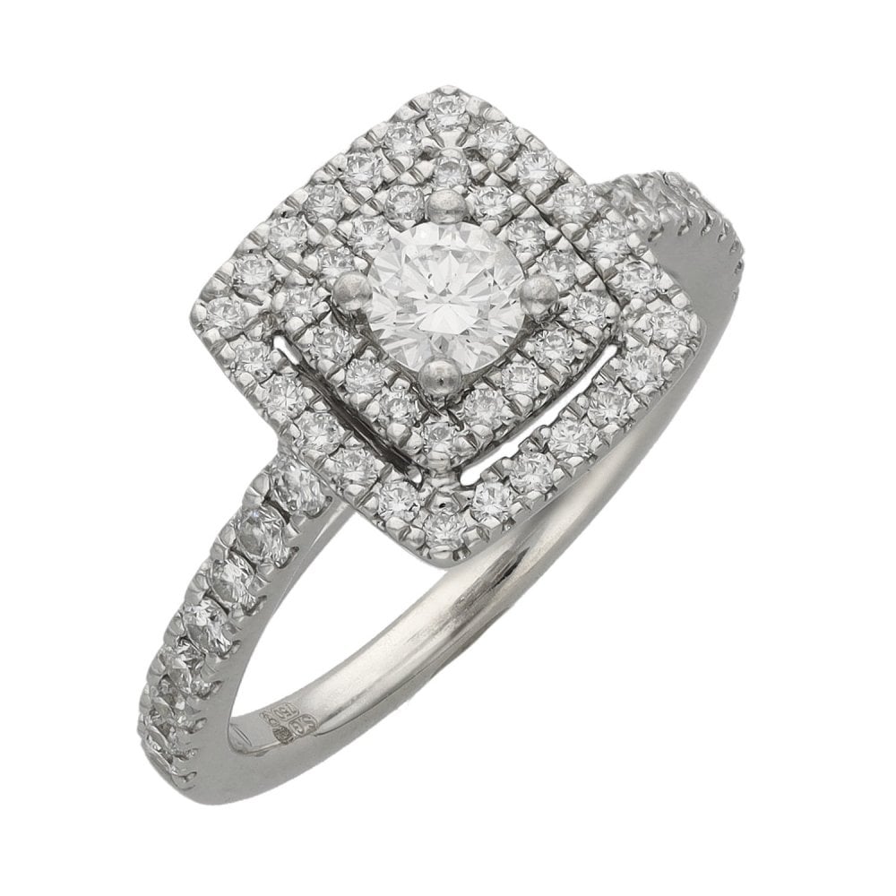 18ct White Gold Vera Wang Halo Cluster Diamond Ring 0.70ct