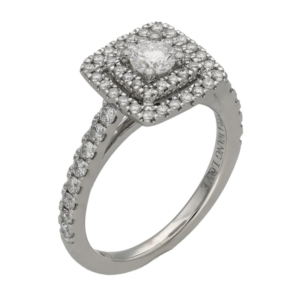 18ct White Gold Vera Wang Halo Cluster Diamond Ring 0.70ct