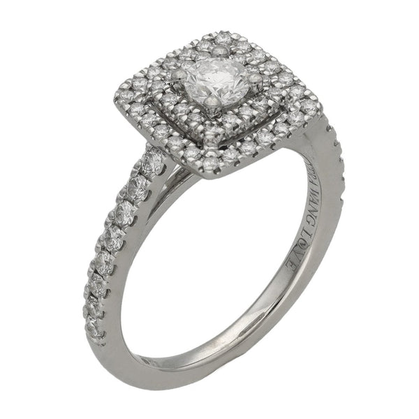 18ct White Gold Vera Wang Halo Cluster Diamond Ring 0.70ct