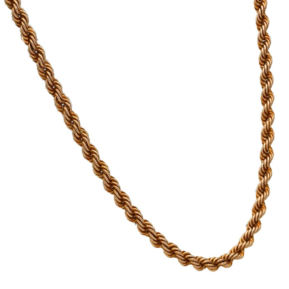9ct Rose Gold Hollow Rope Chain - 20"