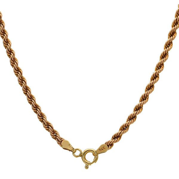 9ct Rose Gold Hollow Rope Chain - 20"