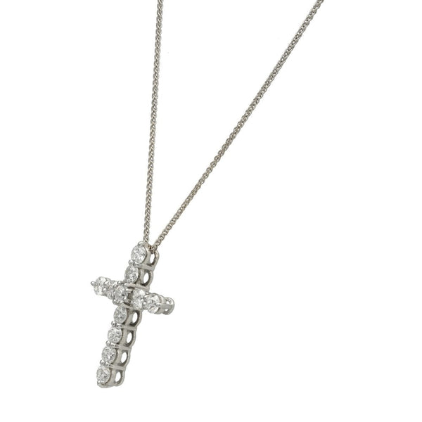 18ct White Gold 1.65ct Diamond Cross & Chain - 16"