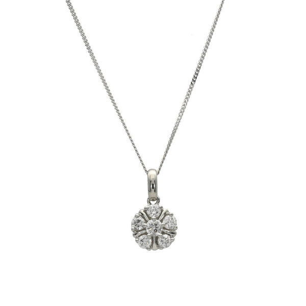 9ct White Gold 0.25ct Diamond Pendant & Chain - 18"