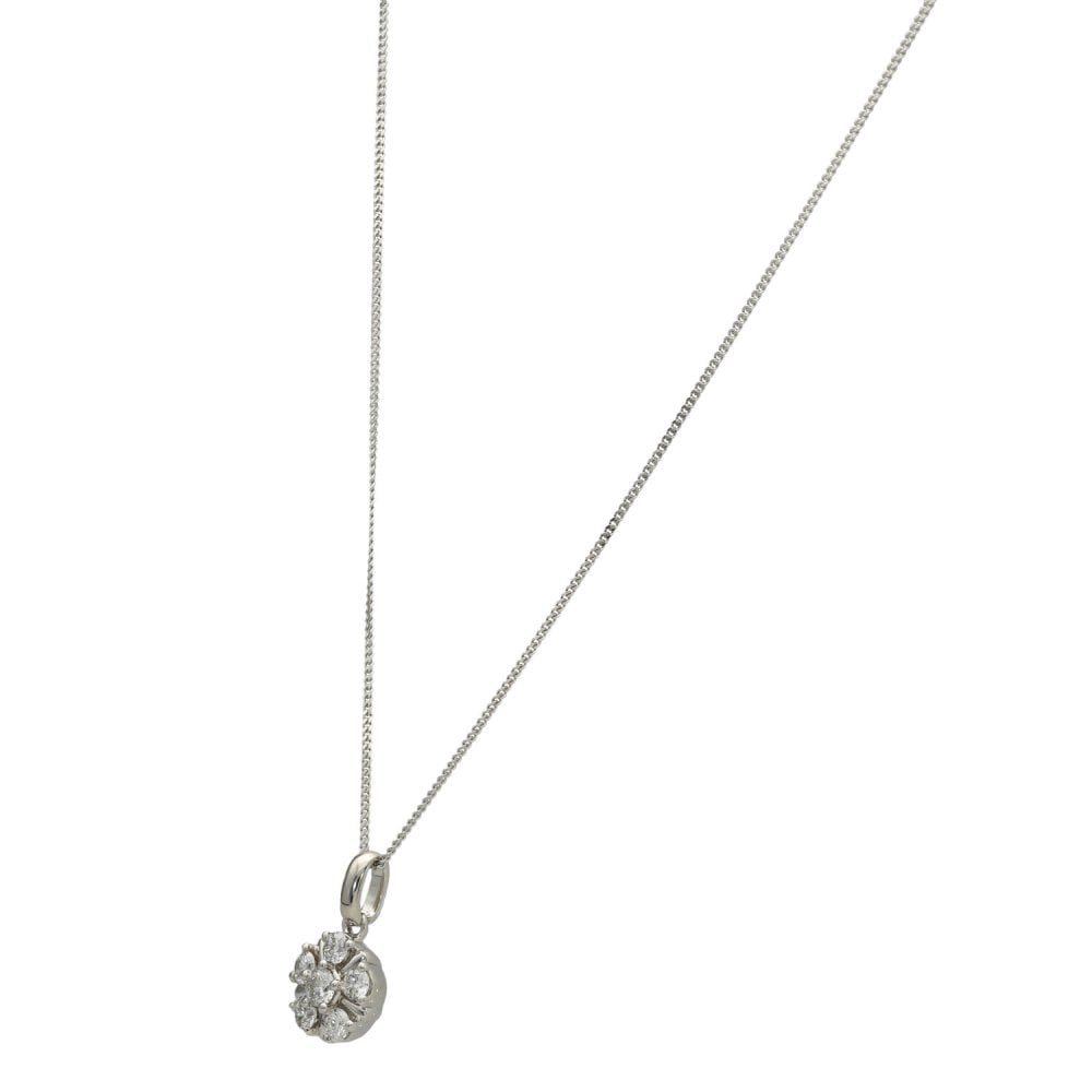9ct White Gold 0.25ct Diamond Pendant & Chain - 18"