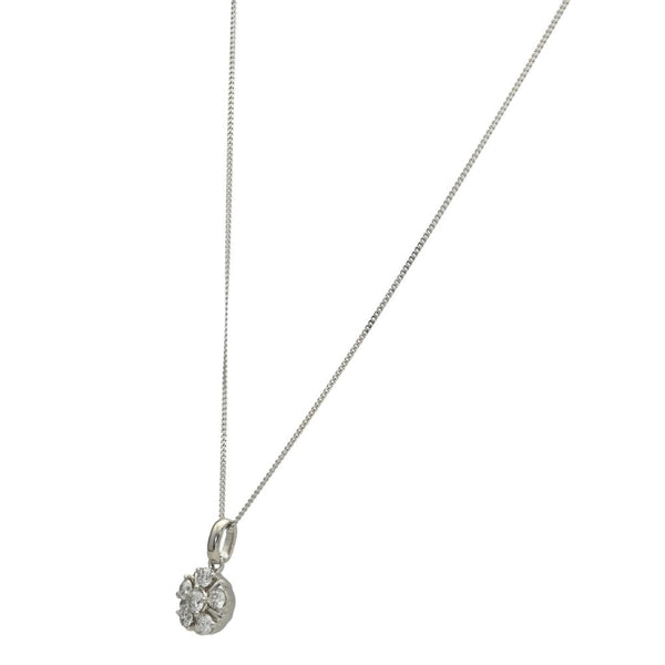 9ct White Gold 0.25ct Diamond Pendant & Chain - 18"