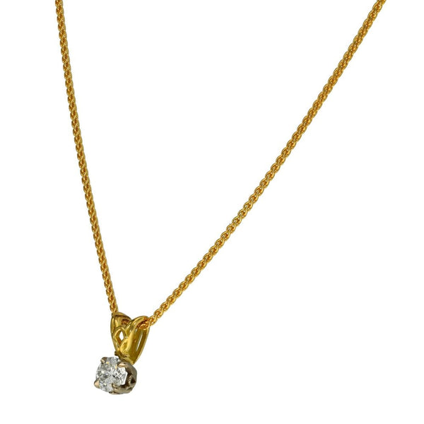 18ct Yellow Gold Diamond Solitaire Pendant & Necklace - 0.30ct