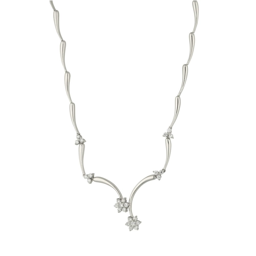 Ladies 9ct White Gold Cubic Zirconia Collarette - 14.6g