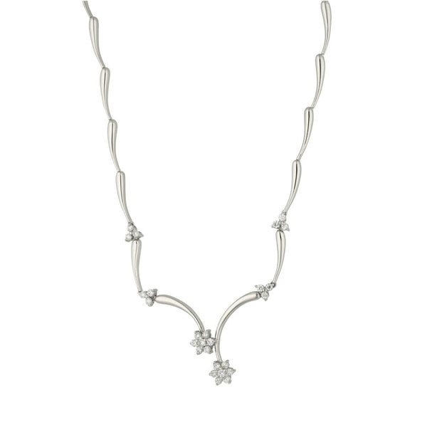 Ladies 9ct White Gold Cubic Zirconia Collarette - 14.6g