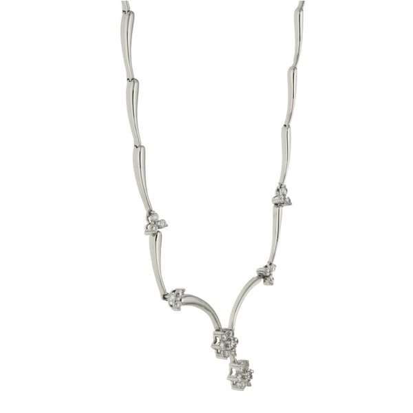 Ladies 9ct White Gold Cubic Zirconia Collarette - 14.6g