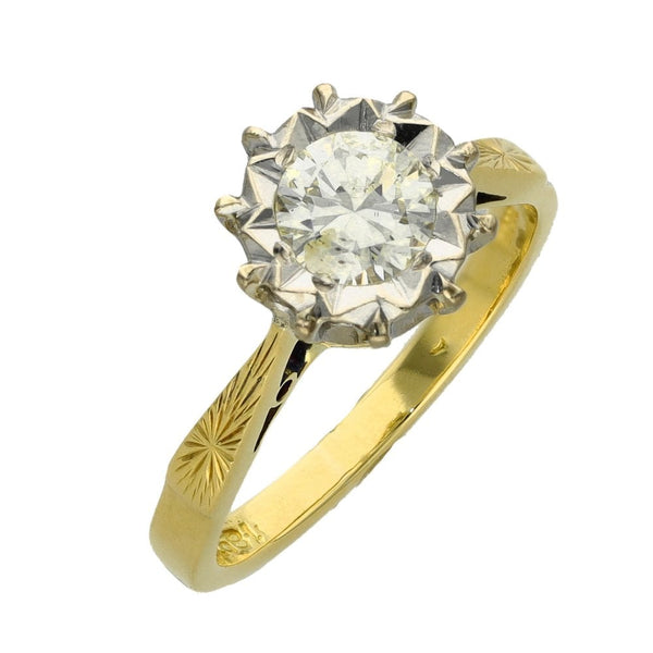 Ladies 18ct Yellow Gold Diamond Solitaire Engagement Ring