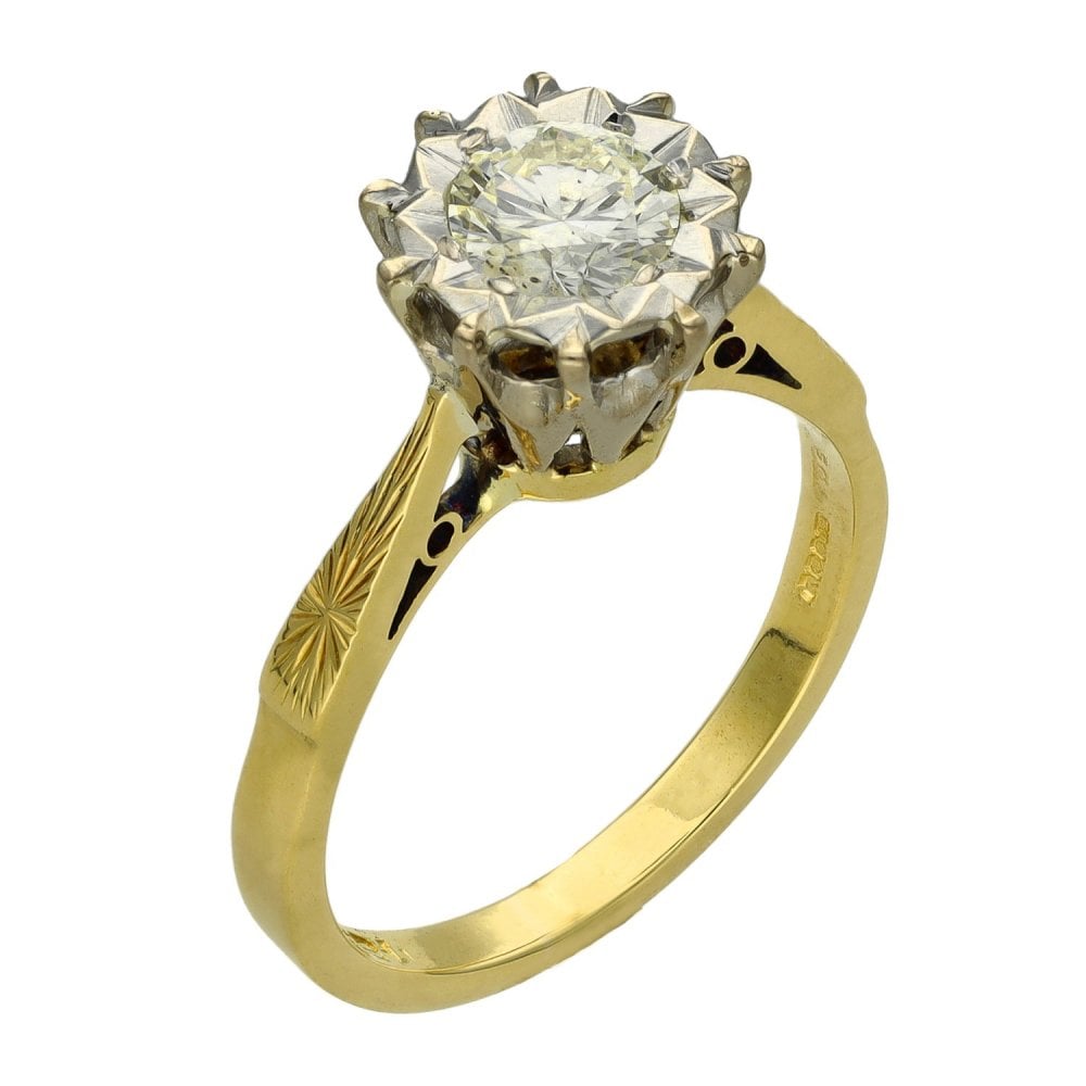 Ladies 18ct Yellow Gold Diamond Solitaire Engagement Ring