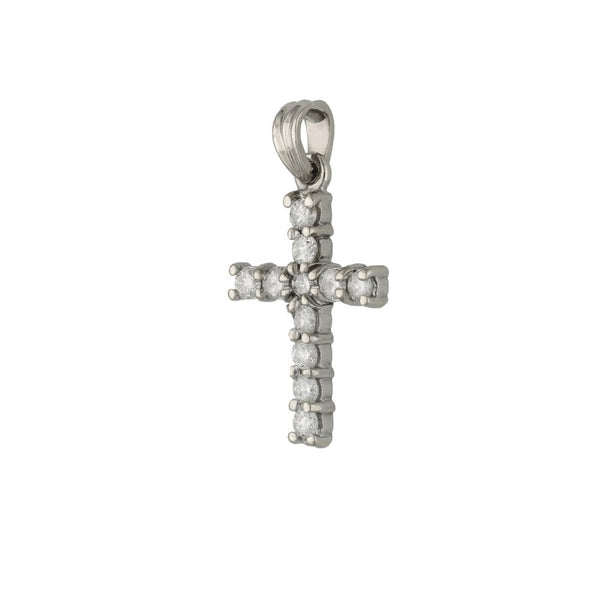 Ladies 18ct White Gold Diamond Set Cross Pendant - 0.50ct