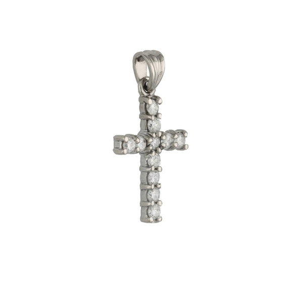 Ladies 18ct White Gold Diamond Set Cross Pendant - 0.50ct