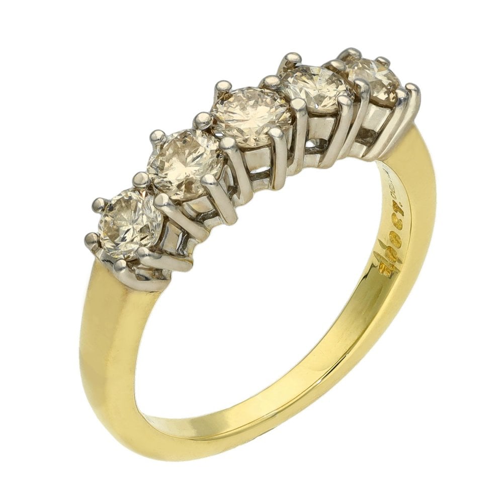 Ladies 18ct Yellow Gold Diamond Half Eternity Ring - 1.00ct