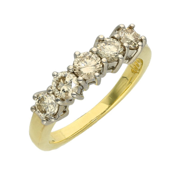 Ladies 18ct Yellow Gold Diamond Half Eternity Ring - 1.00ct
