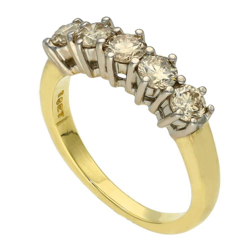 Ladies 18ct Yellow Gold Diamond Half Eternity Ring - 1.00ct