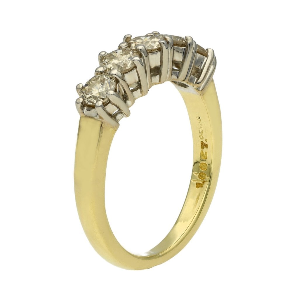 Ladies 18ct Yellow Gold Diamond Half Eternity Ring - 1.00ct