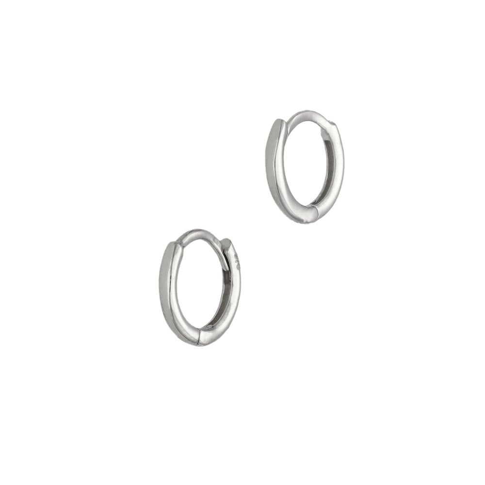9ct White Gold Top Of Ear Small Huggie Hoop Earrings