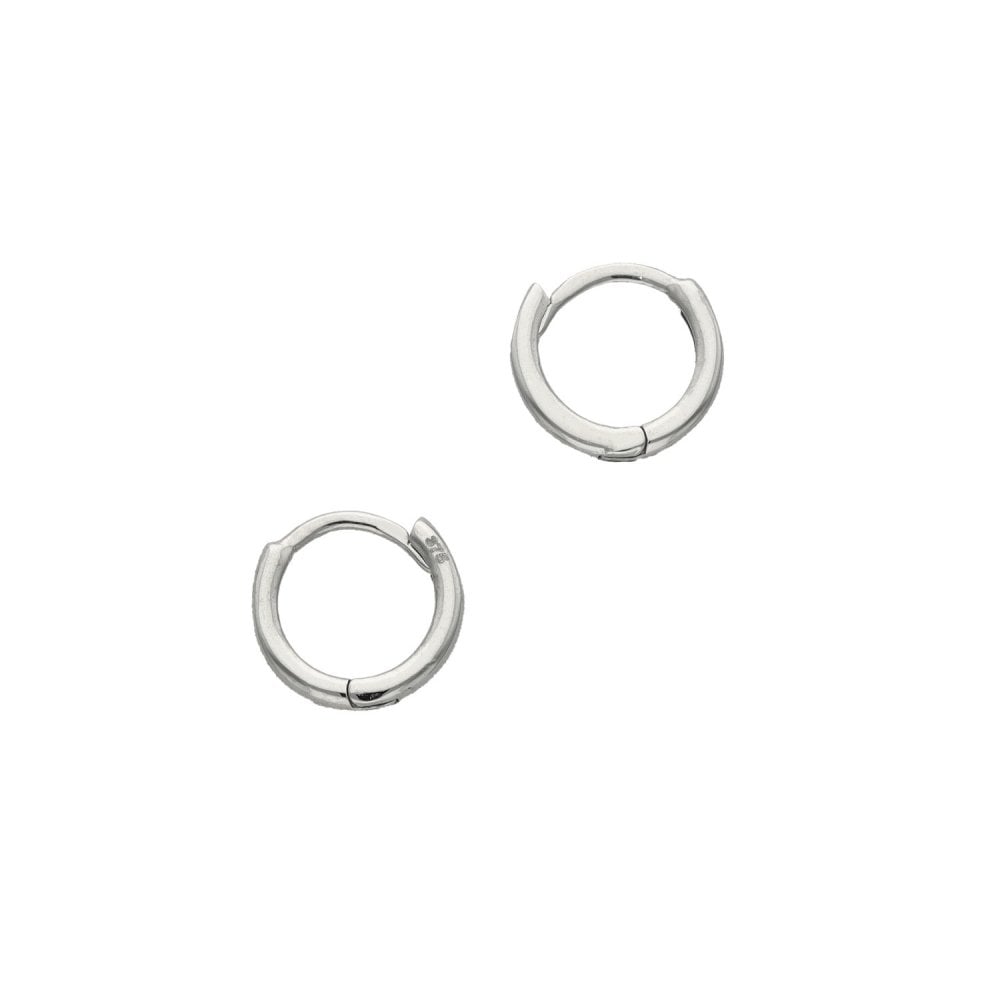 9ct White Gold Top Of Ear Small Huggie Hoop Earrings