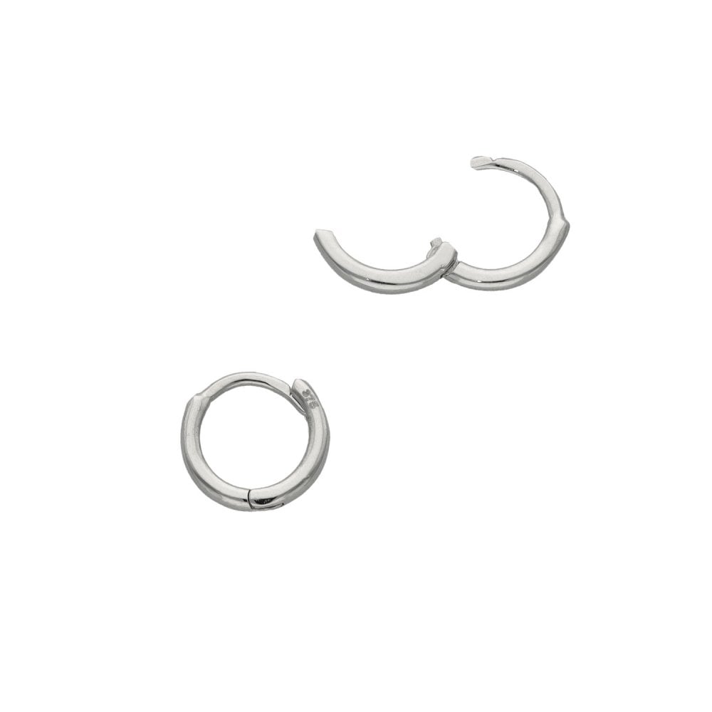 9ct White Gold Top Of Ear Small Huggie Hoop Earrings