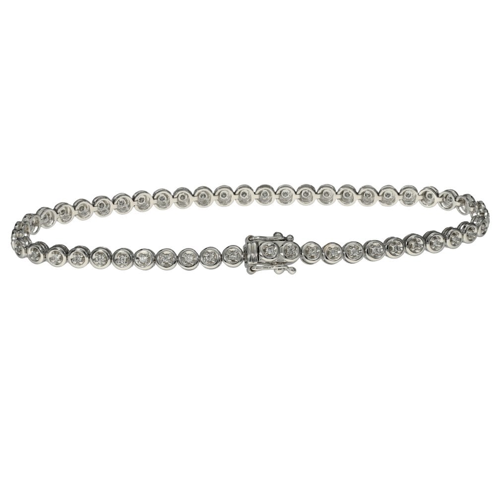 Ladies 18ct White Gold Diamond Tennis Bracelet - 0.50ct