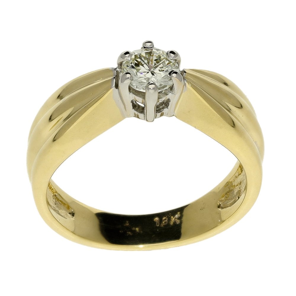 Ladies 18ct Yellow Gold Diamond Solitaire Ring - 0.38ct