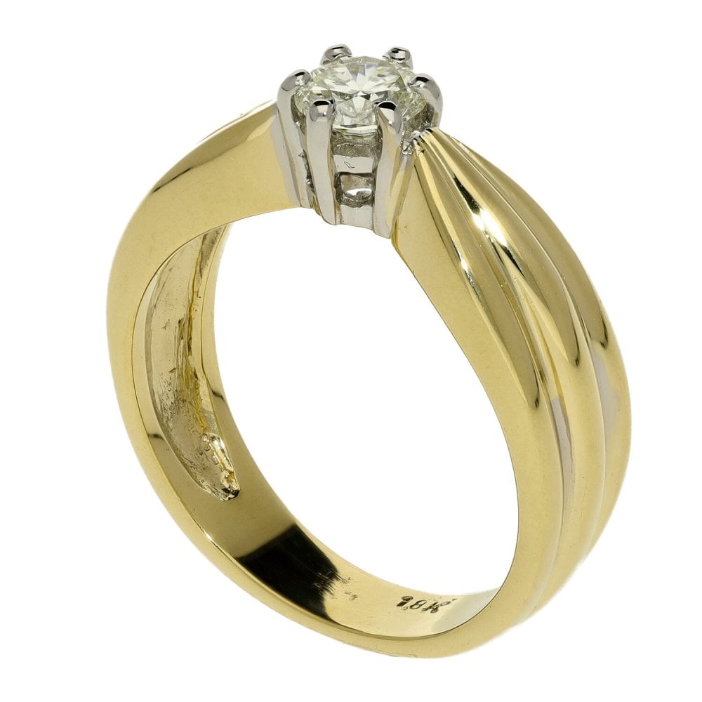 Ladies 18ct Yellow Gold Diamond Solitaire Ring - 0.38ct
