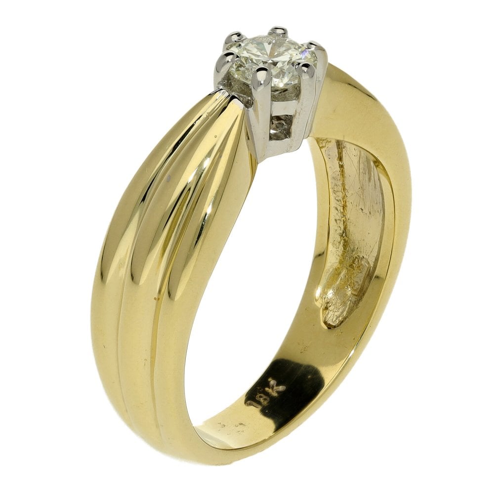Ladies 18ct Yellow Gold Diamond Solitaire Ring - 0.38ct