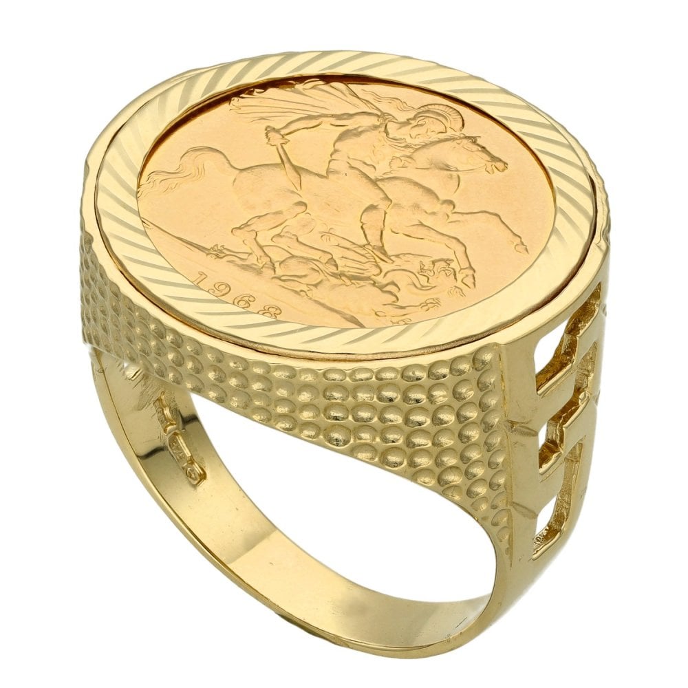 1968 Yellow Gold Full Sovereign Coin Ring - 14.7g - Size W
