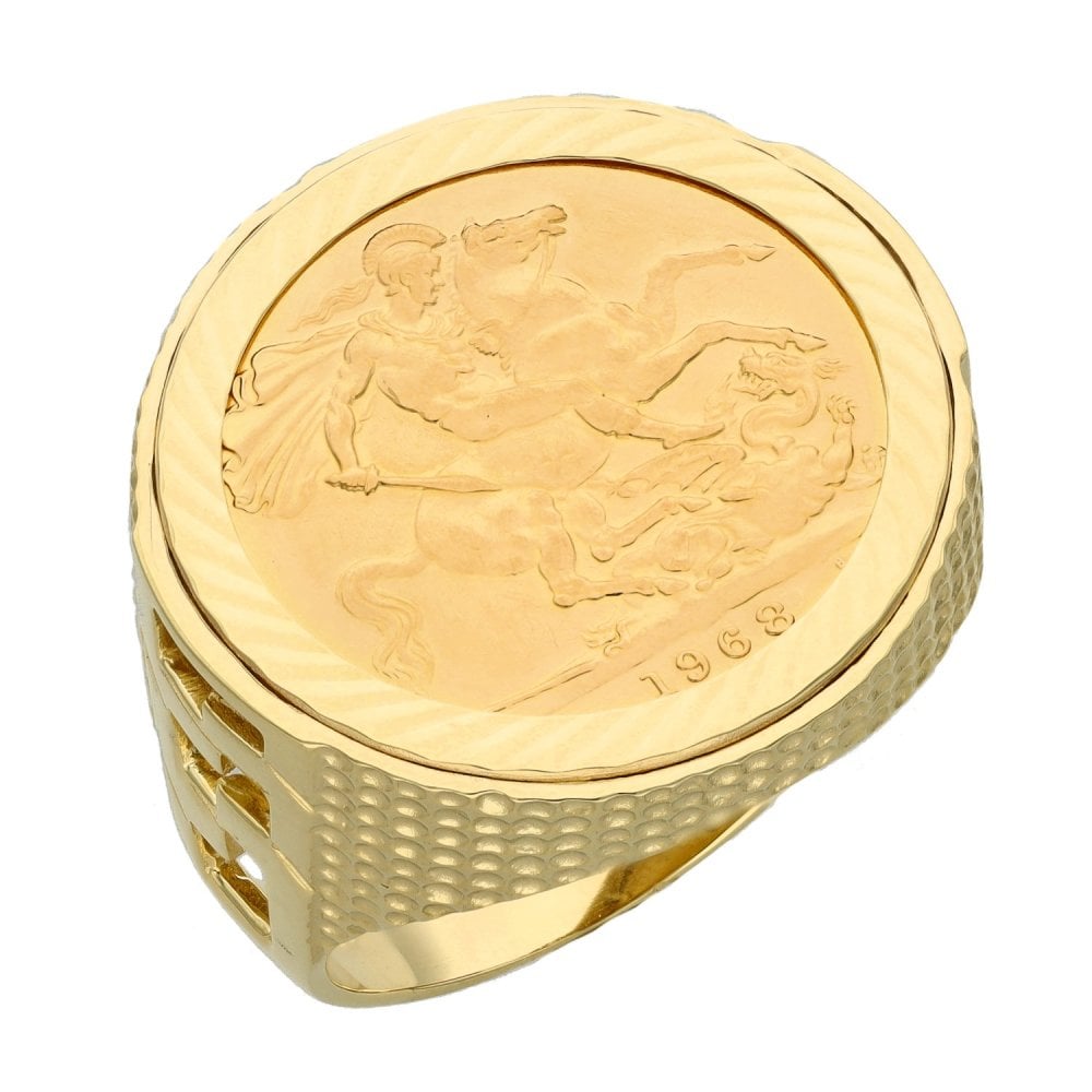 1968 Yellow Gold Full Sovereign Coin Ring - 14.7g - Size W