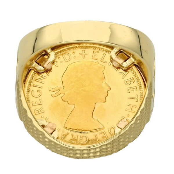 1968 Yellow Gold Full Sovereign Coin Ring - 14.7g - Size W