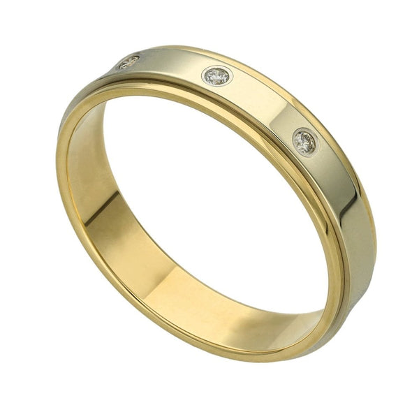 9ct White And Yellow Diamond Set Band Ring - Size X