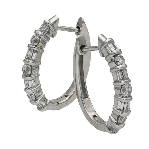 Ladies 14ct White Gold Cubic Zirconia Hoop Earrings