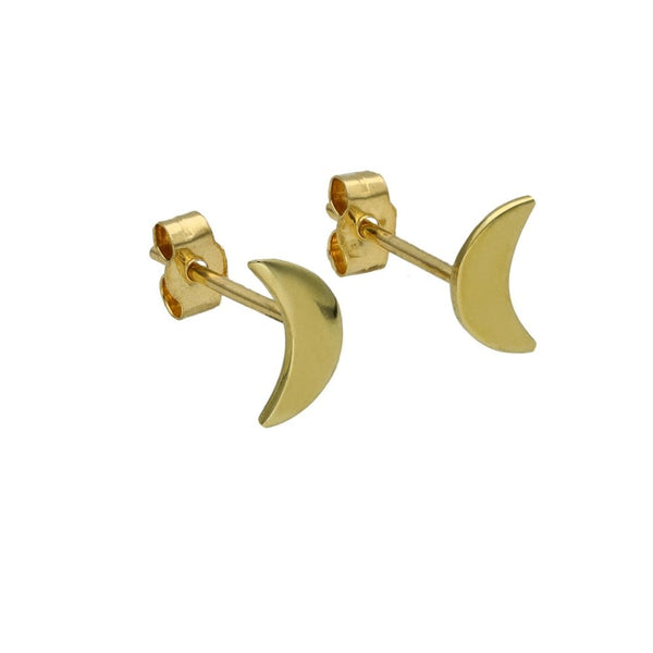 Ladies 9ct Yellow Gold Crescent Moon Stud Earrings