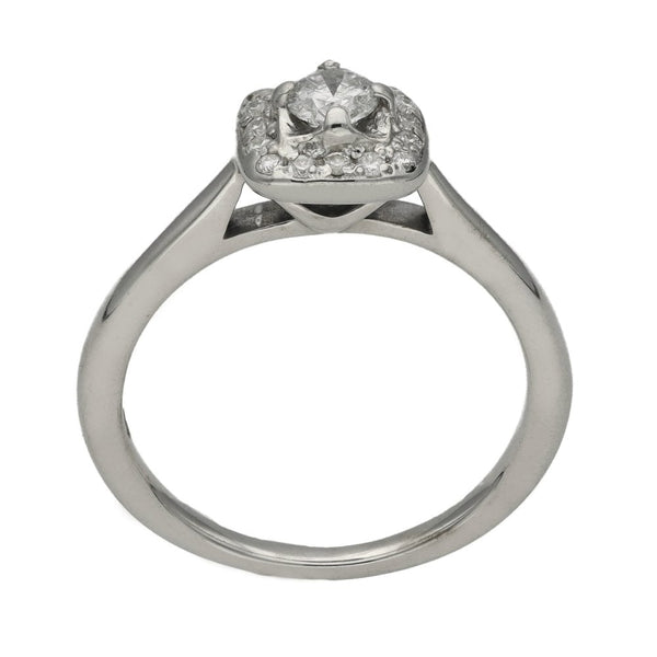 Ladies 9ct White Gold Diamond Halo Cluster Ring - 0.25ct
