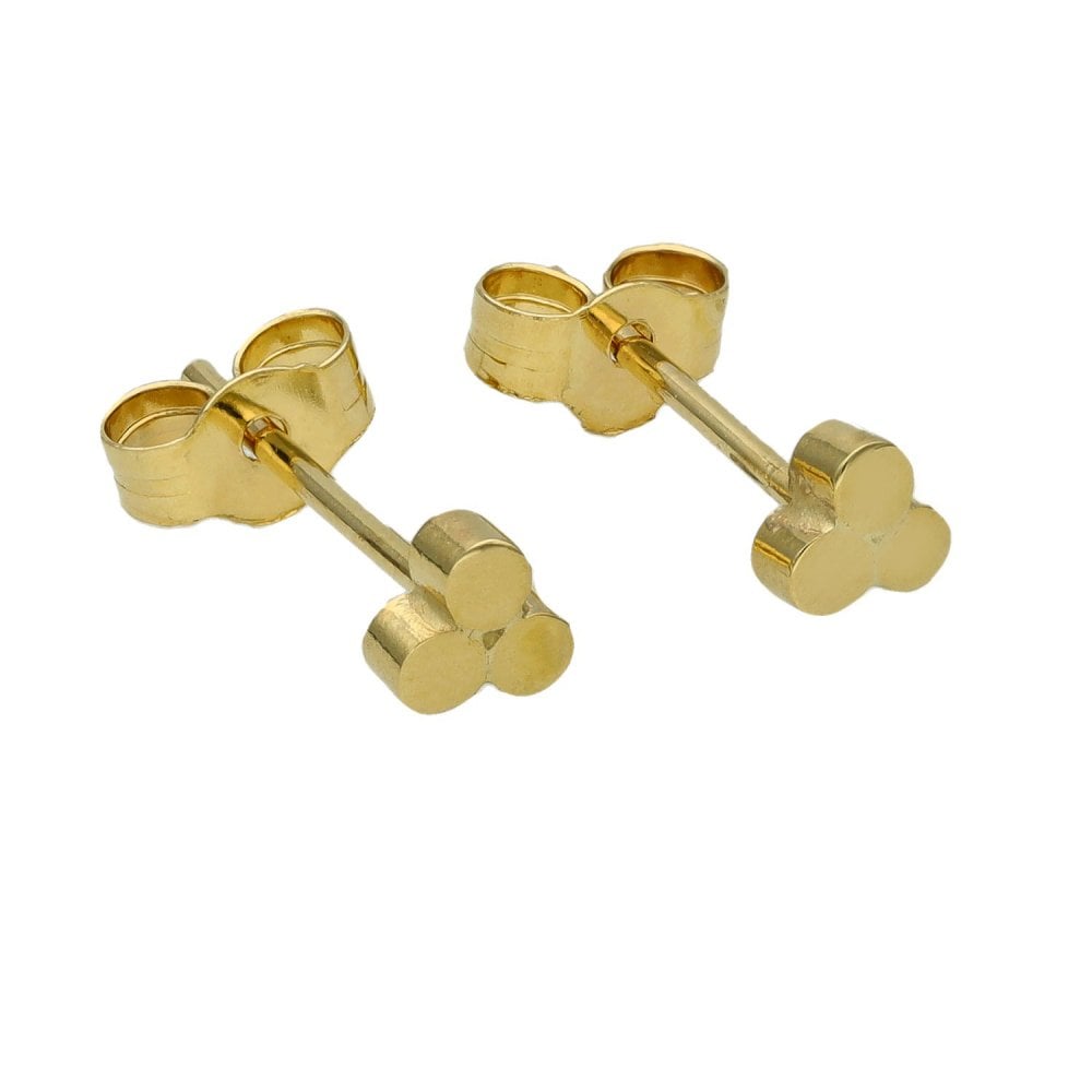 Ladies 9ct Yellow Gold Clover Stud Earrings