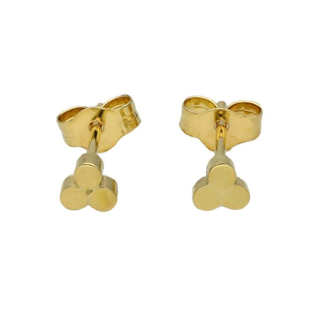 Ladies 9ct Yellow Gold Clover Stud Earrings