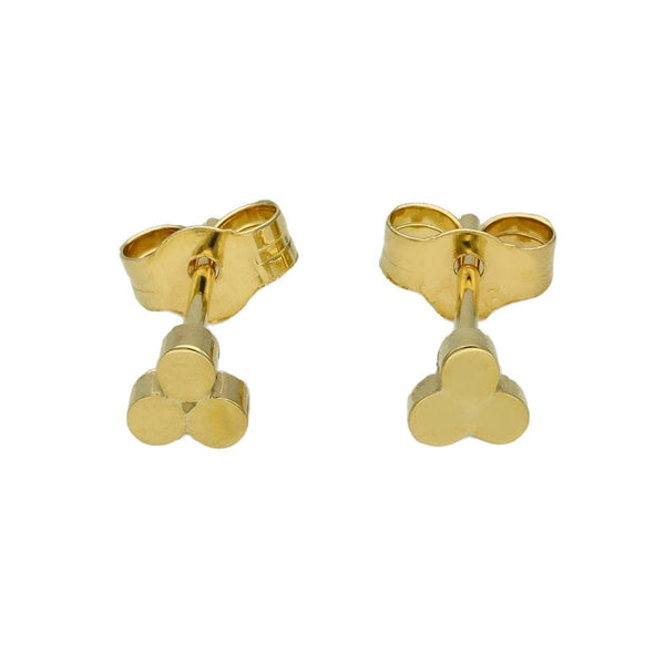 Ladies 9ct Yellow Gold Clover Stud Earrings