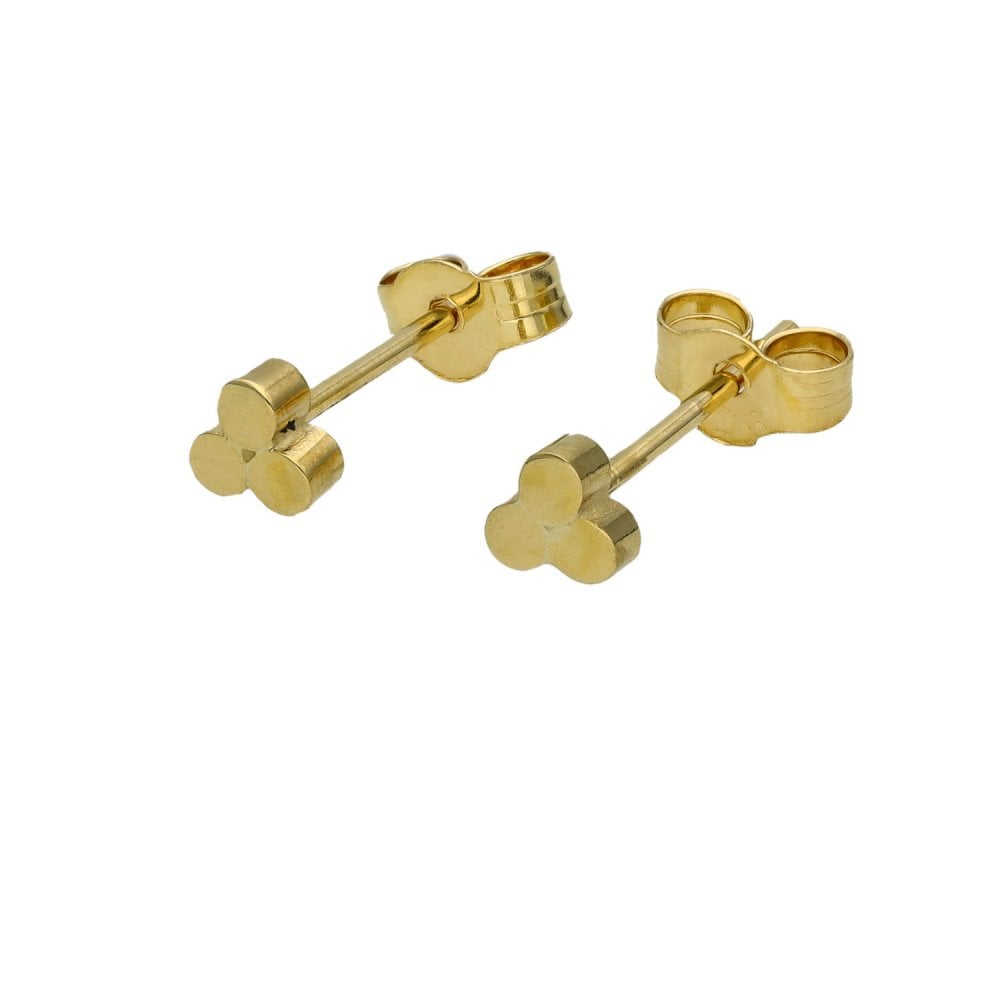 Ladies 9ct Yellow Gold Clover Stud Earrings