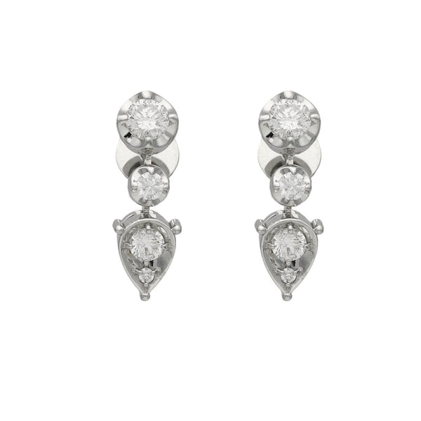 Ladies 18ct White Gold Diamond Drop Earrings - 0.62ct
