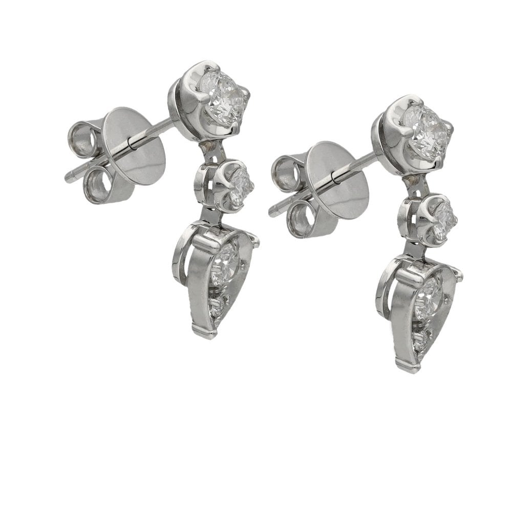 Ladies 18ct White Gold Diamond Drop Earrings - 0.62ct