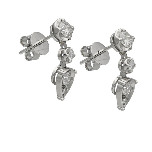 Ladies 18ct White Gold Diamond Drop Earrings - 0.62ct