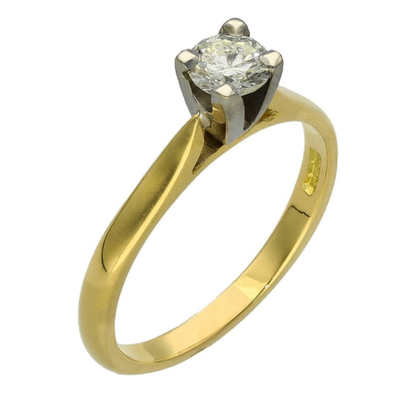Ladies 18ct Yellow Gold Diamond Solitaire Engagement Ring