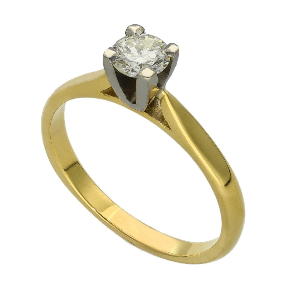 Ladies 18ct Yellow Gold Diamond Solitaire Engagement Ring