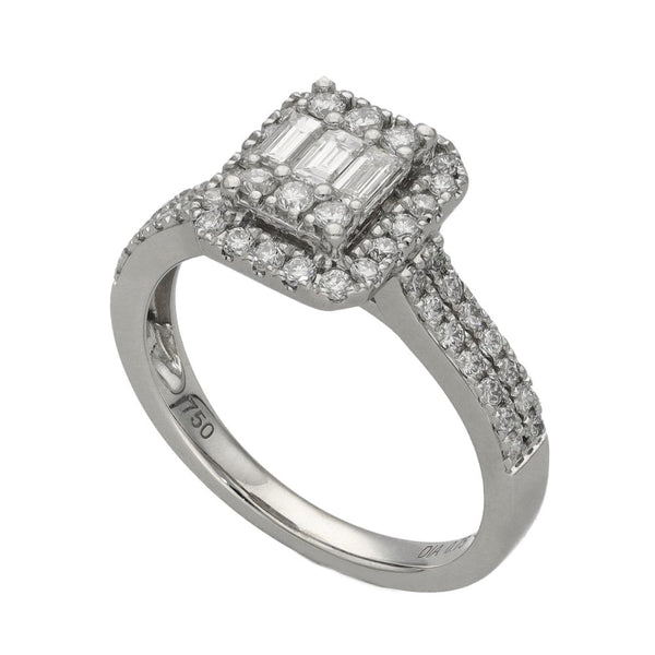 Ladies 18ct White Gold Diamond Cluster Ring - 0.75ct