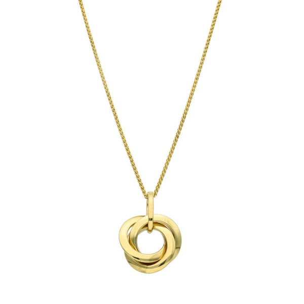 Ladies 9ct Yellow Gold Circles Pendant & 16" Chain - 4.1g