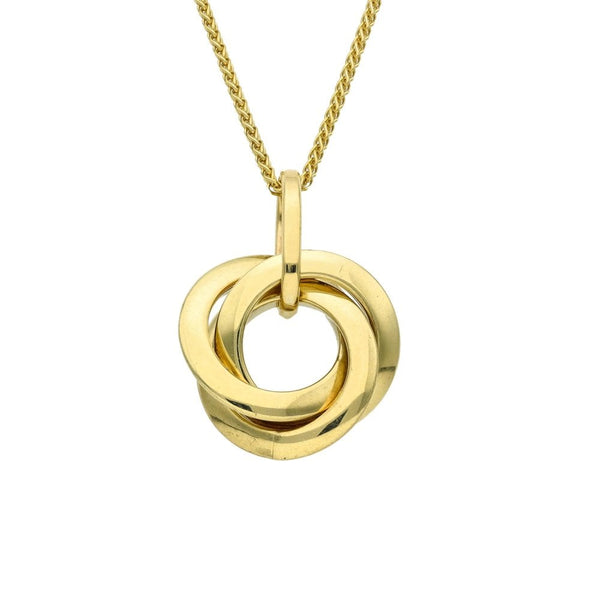 Ladies 9ct Yellow Gold Circles Pendant & 16" Chain - 4.1g