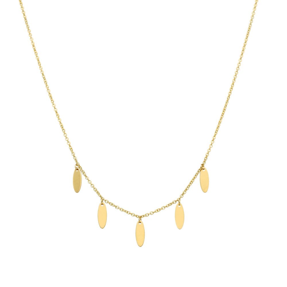9ct Yellow Gold Hanging Disc Pendants & Necklace - 17 "