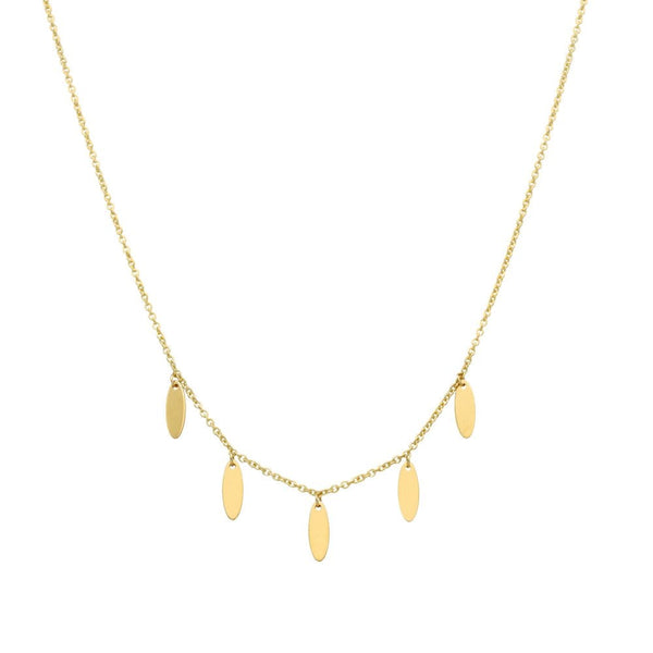 9ct Yellow Gold Hanging Disc Pendants & Necklace - 17 "